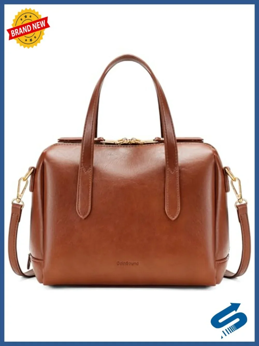 Vegan Leather Vintage Boston Satchel Crossbody Handbag Top Handle Shoulder Purse